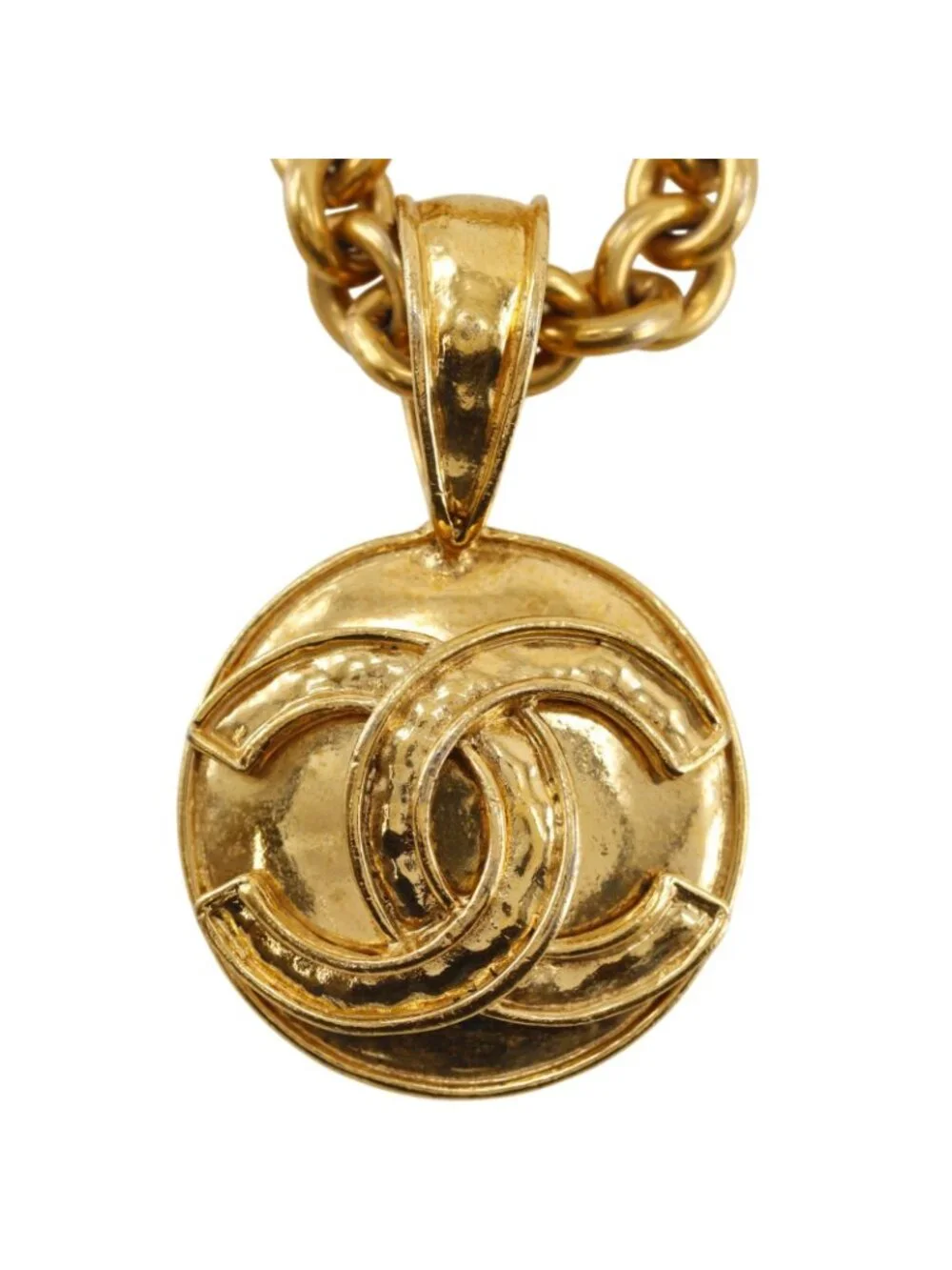 Chanel CC Logo Vintage Gold Plated Necklace